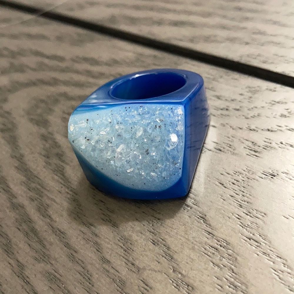 Unique Blue Cut Geode Ring
